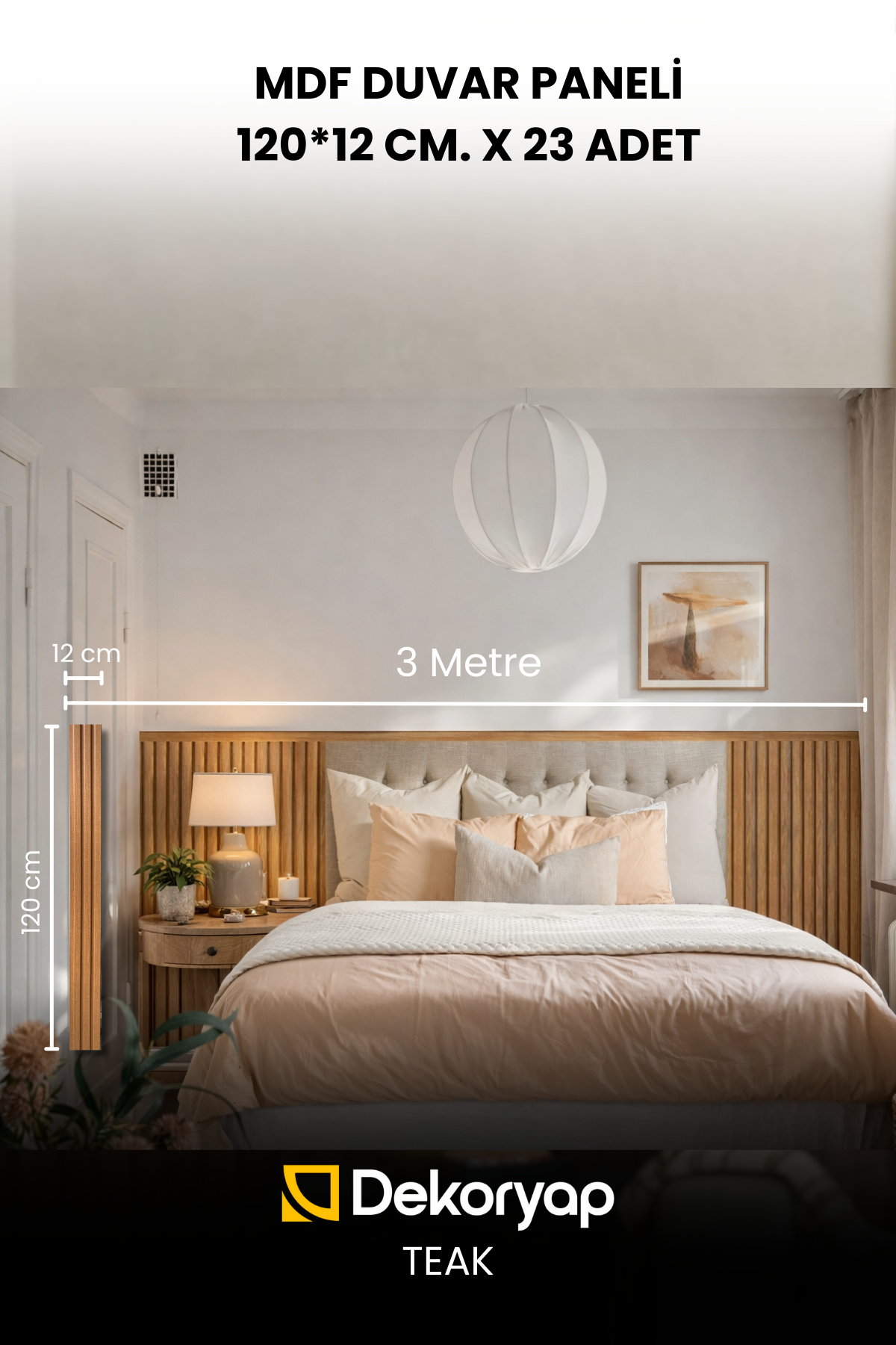 Dekoryap MDF Duvar Paneli TEAK Renk