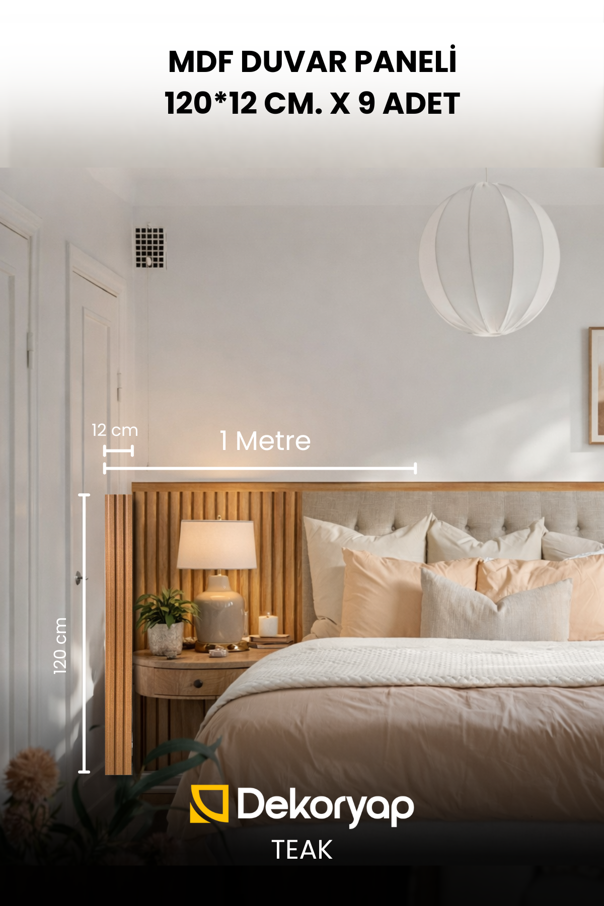 Dekoryap MDF Duvar Paneli TEAK Renk