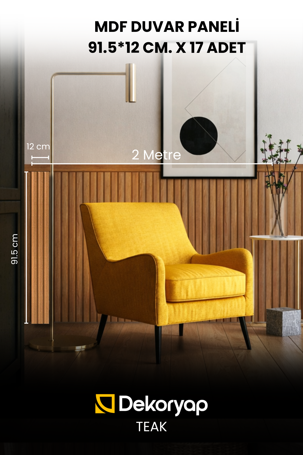 Dekoryap MDF Duvar Paneli TEAK Renk