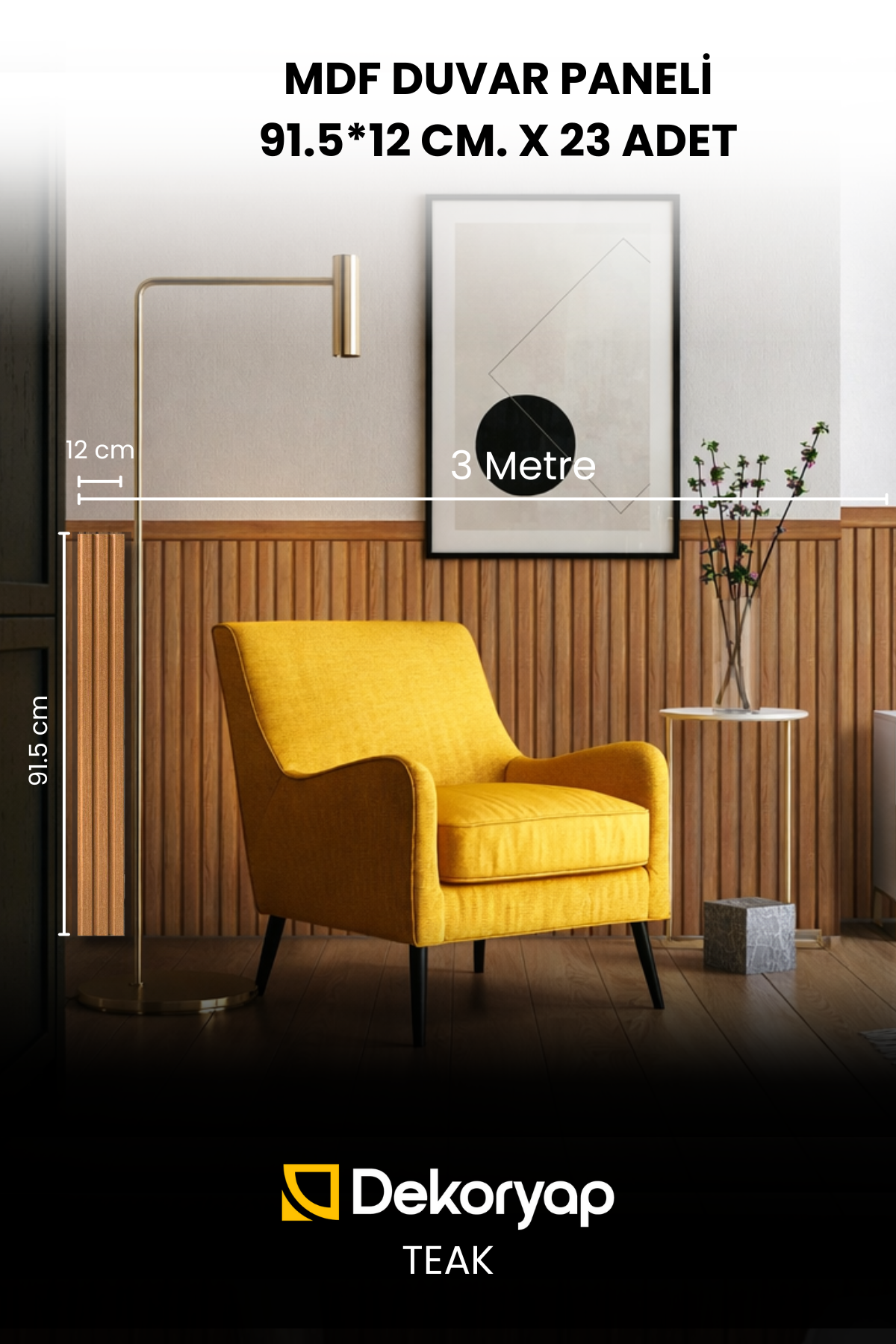 Dekoryap MDF Duvar Paneli TEAK Renk