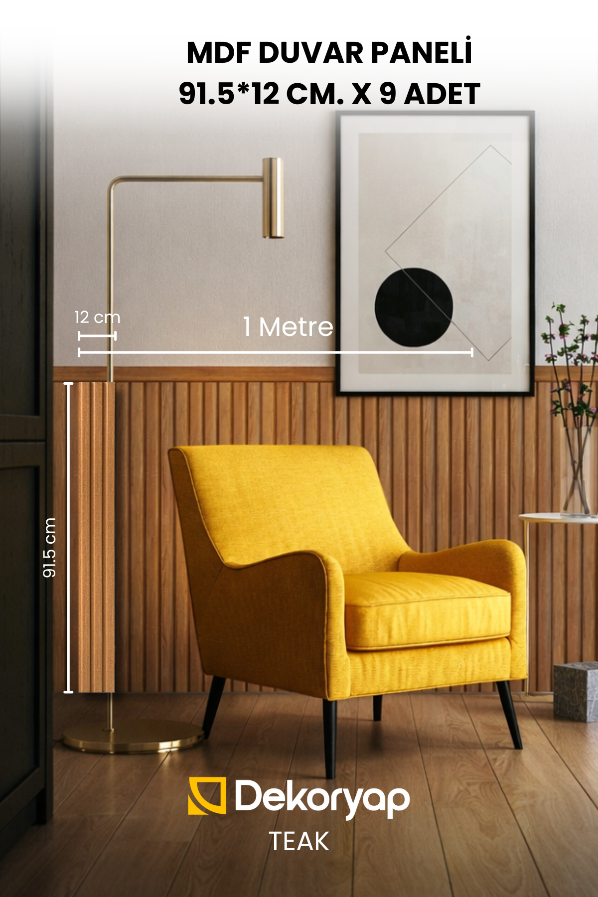 Dekoryap MDF Duvar Paneli TEAK Renk