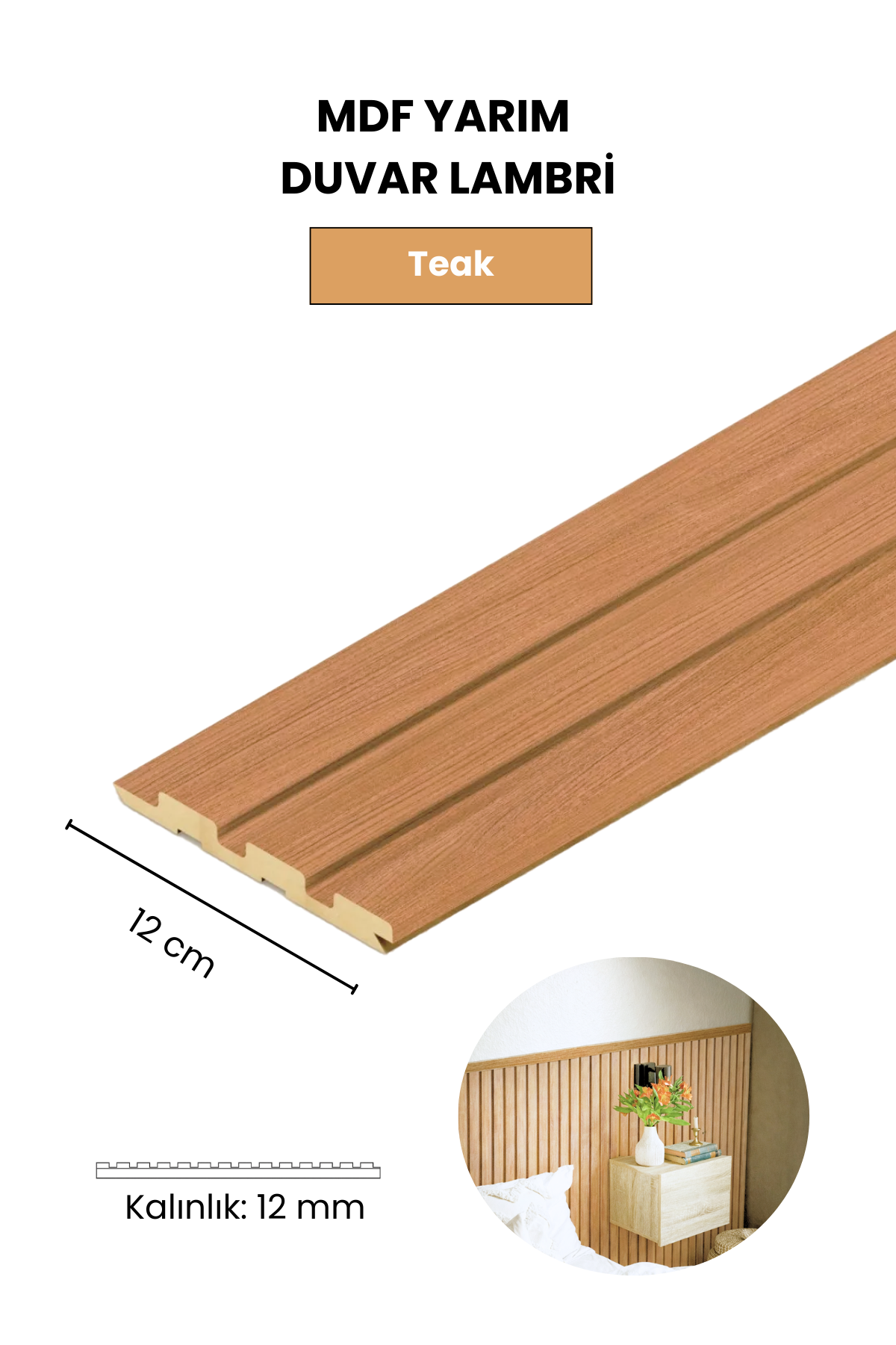 Dekoryap MDF Duvar Paneli TEAK Renk